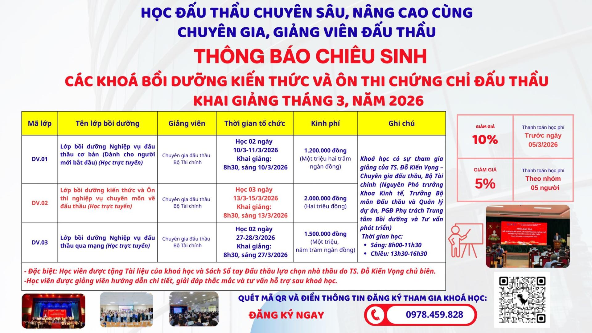 Khoá Bồi dưỡng Nghiệp vụ Đấu thầu từ cơ bản đến nâng cao