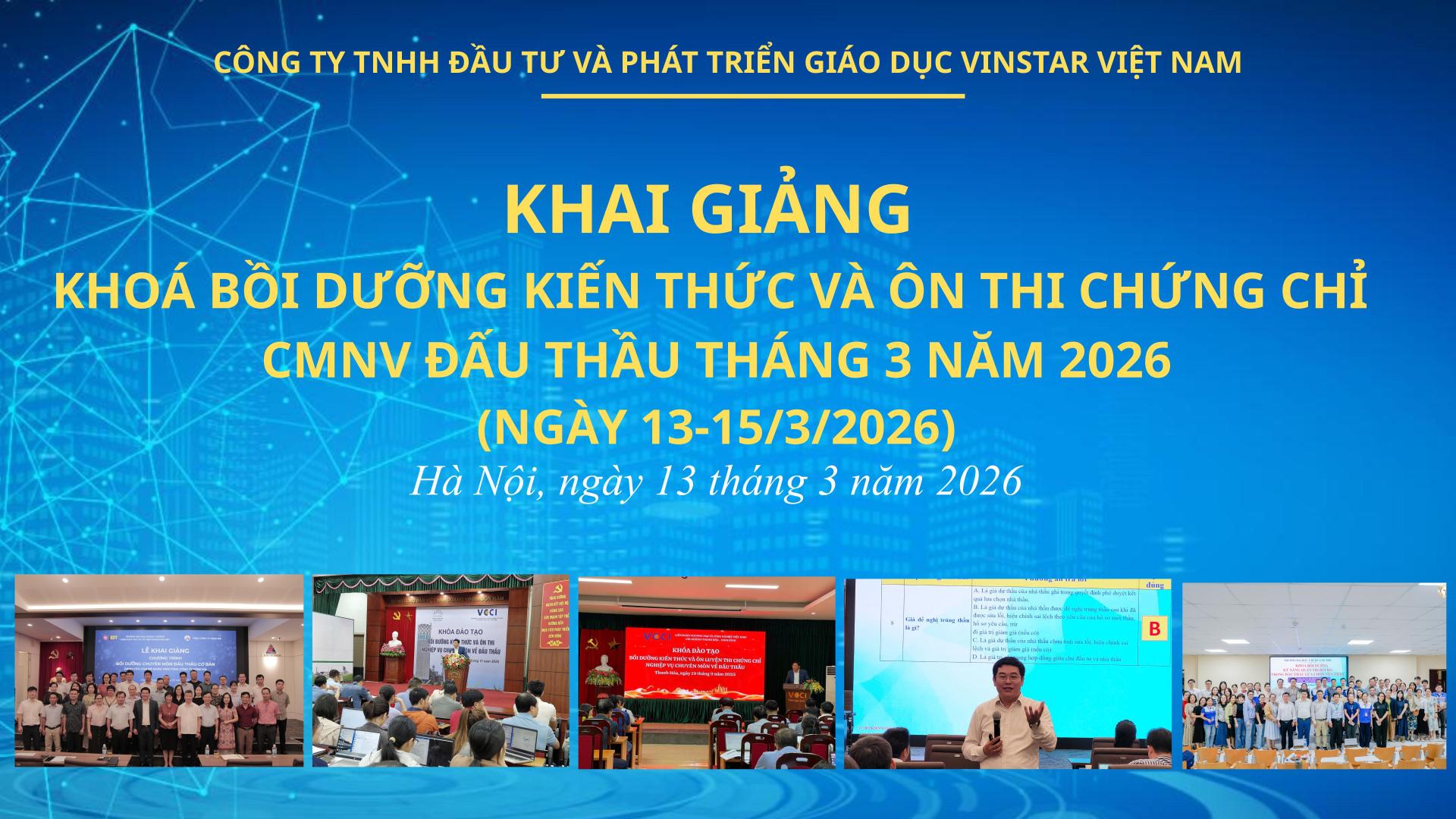 Khoá Bồi dưỡng Nghiệp vụ Đấu thầu từ cơ bản đến nâng cao